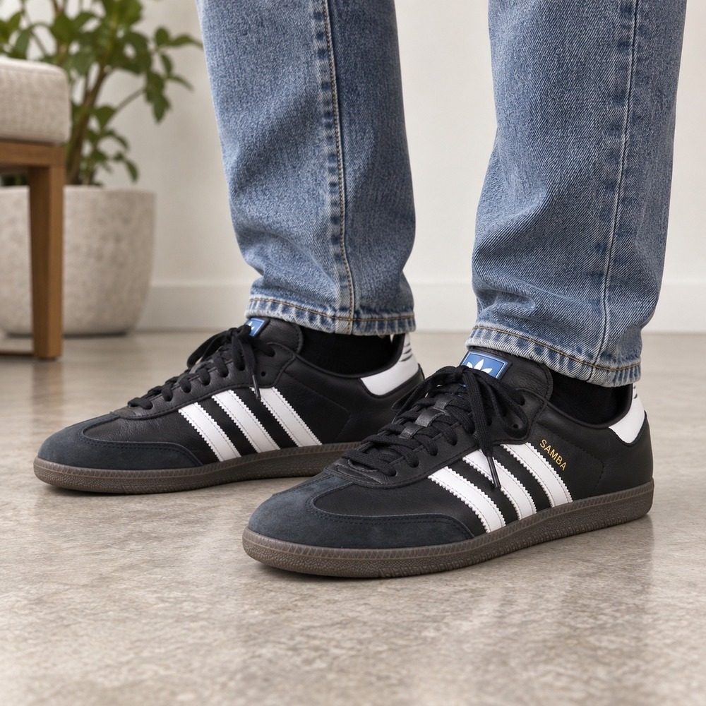 Adidas Samba ADV Mens Black White Samba ADV Skateboarding Shoes Sneakers